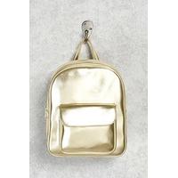 metallic faux leather backpack