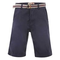 mens tokyo laundry armel midnight blue shorts with belt