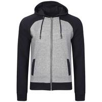 Mens Dave Hoodie with Contrast Qutory Ribbed Sleeves in Navy