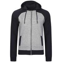 mens dave hoodie with contrast qutory ribbed sleeves in navy