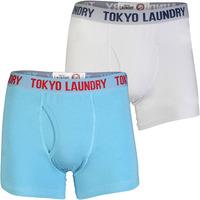 Mens Tokyo Laundry Harper (2 Pack ) Boxer Shorts Carolina Blue & Optic White