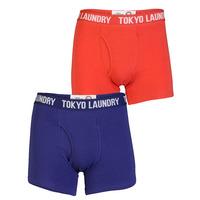 Mens Tokyo Laundry Harper (2 Pack) Boxer Shorts Violet Blue & Paprika