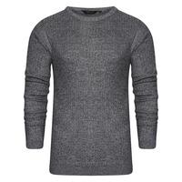 mellow crew neck knitted jumper in black optic white dissident