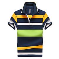 Men\'s Short Sleeve Polo , Cotton Casual/Work/Formal/Sport/Plus Sizes Striped