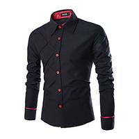 mens casual pure long sleeve regular shirts