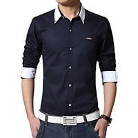 Men\'s Fashion Special Collar Solid Business Slim Long-Sleeve Shirt