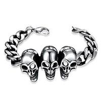 Men\'s Chain Bracelet Stainless Steel Punk Skull / Skeleton Silver Jewelry 1pc