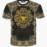 Men\'s Print Casual T-Shirt, Cotton Short Sleeve-Animal Print