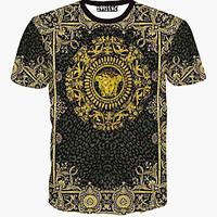 mens print casual t shirt cotton short sleeve animal print