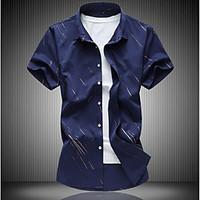 Men\'s Casual/Daily Simple Shirt, Solid Shirt Collar Short Sleeve Blue Red White Black Cotton