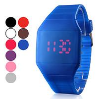 mens watch red led digital square rubber band wrist watch cool watch u ...