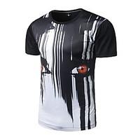 Men\'s Casual/Daily Active Spring Summer T-shirt, Print Round Neck Short Sleeve Polyester Medium
