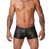 Men Sexy Solid Shaping Panties Boxer Briefs, PU