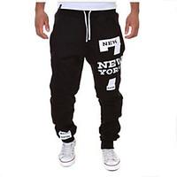 Men\'s Letter Print Casual Sport Style Long Sweatpants, Cotton Blend Black / White / Gray All Seasons Fashion Comfortable Pant