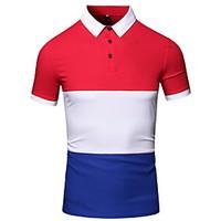 mens casual daily work summer splicing color standing collar short sle ...