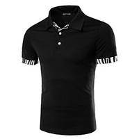 mens short sleeve polo cotton casual sport plaids checks