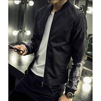 mens casualdaily simple spring jacket solid round neck long sleeve reg ...