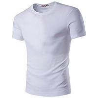 Men\'s Plus Size Casual/Daily Sports Simple Active Summer T-shirt, Solid Round Neck Short Sleeve Cotton Rayon Thin
