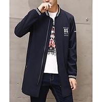 mens casualdaily simple fall trench coat solid round neck long sleeve  ...