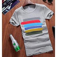 mens casualdaily simple t shirt solid print round neck short sleeve co ...