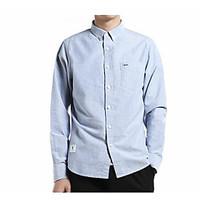 Men\'s Daily Simple Summer Fall Shirt, Solid Shirt Collar Long Sleeve Cotton