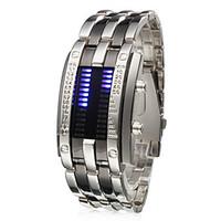Men\'s Watch Faceless Watch Blue LED Digit Watch Calendar Steel Band Wrist Watch Cool Watch Unique Watch Fashion Watch