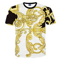 mens print casual t shirt polyester short sleeve white