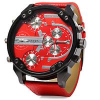 mens military watch calendar dual time zones three time zones quartz l ...