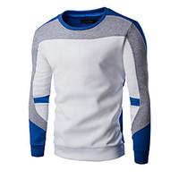 Men\'s Casual/Daily Active Simple Sweatshirt Color Block Round Neck Micro-elastic Cotton Long Sleeve Spring Fall