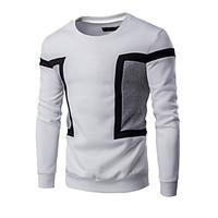 Men\'s Casual/Daily Active Simple Sweatshirt Color Block Round Neck Micro-elastic Cotton Long Sleeve Spring Fall