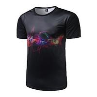 Men\'s Sports Street chic All Seasons T-shirt, Print Round Neck Short Sleeve Polyester Medium