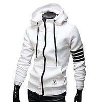 Men\'s Casual/Daily Hoodie 3D Print Striped U Neck Micro-elastic Cotton Faux Fur Long Sleeve Spring