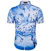 Men\'s Casual/Daily Beach Holiday Sexy Simple Street chic Shirt, Print Shirt Collar Short Sleeve Cotton Polyester