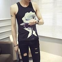 mens casualdaily simple summer tank top solid print round neck sleevel ...