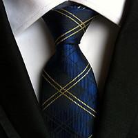 Men Wedding Cocktail Necktie At Work Blue Yellow Tie