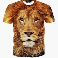 Men\'s Print Casual T-Shirt, Cotton Short Sleeve-Animal Print