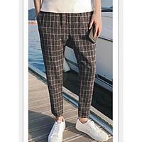 mens mid rise micro elastic chinos pants street chic simple harem chec ...