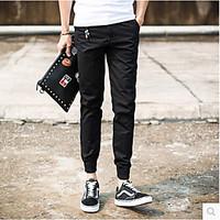 Men\'s Low Rise Micro-elastic Jeans Pants, Simple Loose Solid