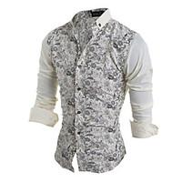 mens casualdaily chinoiserie shirt solid classic collar long sleeve co ...