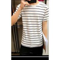 Men\'s Going out Casual/Daily Simple Street chic T-shirt, Striped Round Neck Short Sleeve Rayon