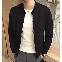 mens casualdaily simple spring jacket solid round neck long sleeve reg ...