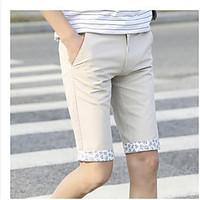 mens mid rise micro elastic chinos shorts pants simple straight solid