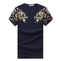 mens summer fashion dragon round neck short sleeve t shirt cotton span ...