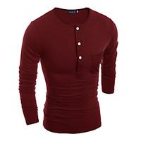 Men\'s Casual/Daily / Formal / Work Simple All Seasons Shirt, Solid / Color Block Shirt Collar Long SleeveBlue / Red / White / Black /