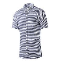 mens casualdaily simple summer shirt striped shirt collar short sleeve ...