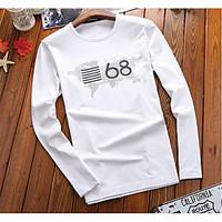 Men\'s Casual/Daily Simple Sweatshirt Solid Round Neck Micro-elastic Cotton Long Sleeve