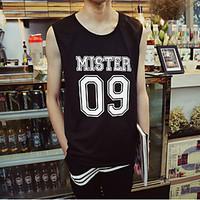 mens casualdaily simple tank top letter round neck sleeveless cotton