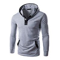 Men\'s Casual/Daily Simple Hoodie Solid Turtleneck Micro-elastic Cotton Long Sleeve Fall Winter