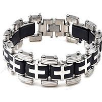 Men\'s Fashion Silica Gel and Titanium Steel Cross Shape Bracelet (1.6cm22.3cm) Christmas Gifts