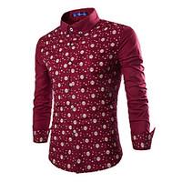 Men\'s Casual / Going out / Casual/Daily Simple / Street chic Winter / Autumn Shirt, Solid / Patchwork Classic Collar Long SleeveBlue /